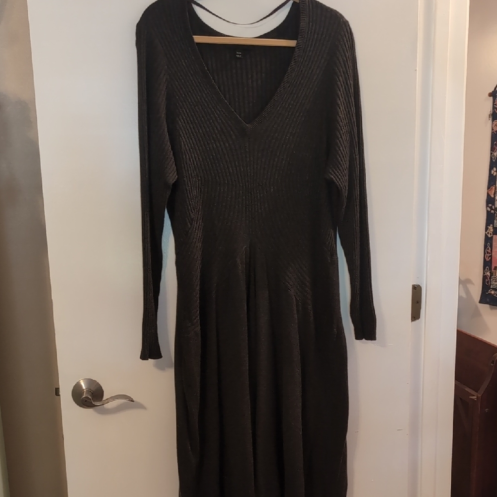 Lane Bryant Charcoal Long Sleeve Sweater Dress